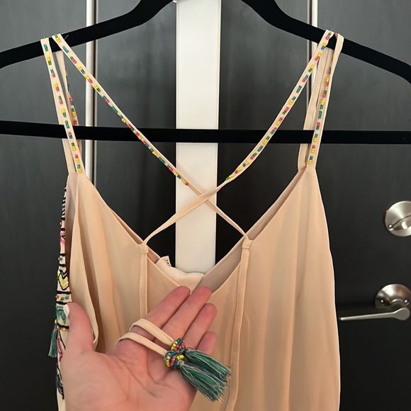 NWT Greylin cream boho maxi dress with pompoms, beading & embroidery - medium - Picture 4 of 4